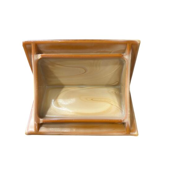 Mosser Glass Log Cabin Creamer Sugar Vintage Chocolate Slag Glass Caramel 1970s - Picture 3 of 9